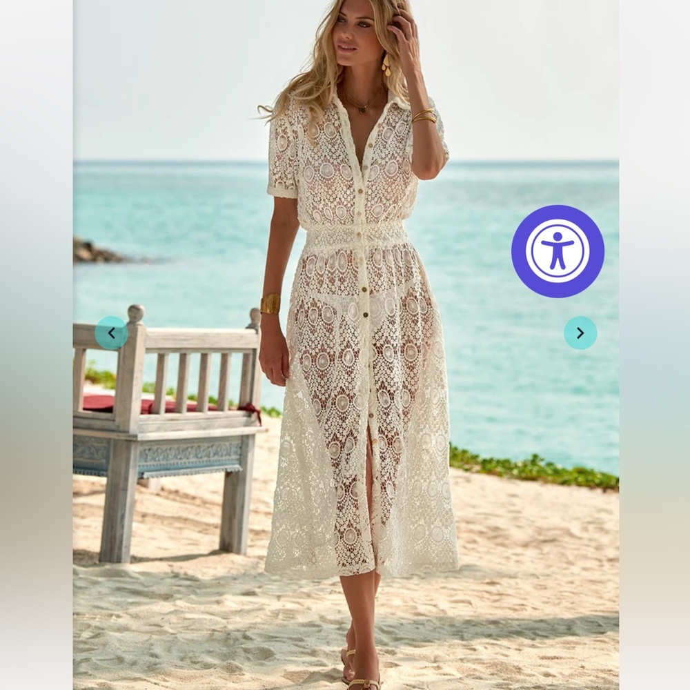 APRIL CREAM LACE MIDI BUTTON-DOWN SHIRT DRESS NWT!!!! Small